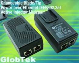 Wall Plug In Changeable Blade/Tip Power over Ethernet IEEE802.3af PoE Active Injector Midspan provides a single, stock/standard off the shelf, low cost solution for Global PoE enabled product distribution, Model GT-91085-1548 Wall Plug In Changeable Blade/Tip Power over Ethernet IEEE802.3af PoE Active Injector Midspan provides a single, stock/standard off the shelf, low cost solution for Global PoE enabled product distribution, Model GT-91085-1548